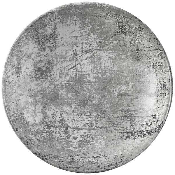 A round steel grey Dudson Maker's Urban china plate.