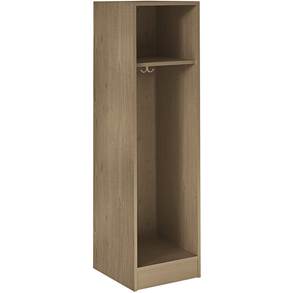 A Roman walnut I.D. Systems single storage locker with a shelf inside.