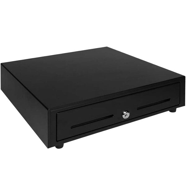 A black Star printer driven cash drawer on a table.
