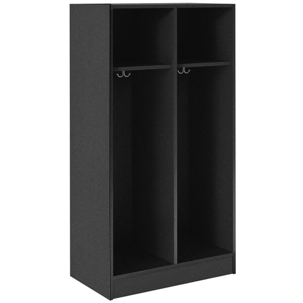 A graphite nebula double storage locker with two doors and two shelves.