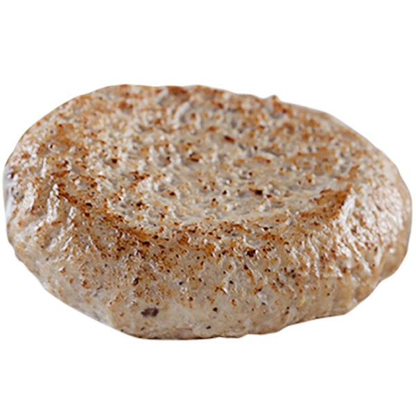A close-up of a Rastelli's 2 oz. turkey burger.