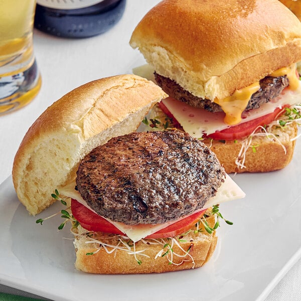 Two Rastelli's American Wagyu sliders on a plate.