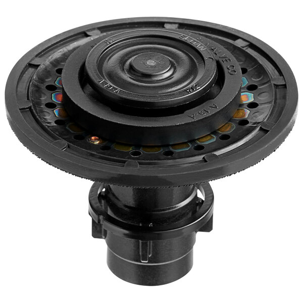 A black circular diaphragm with a round base and a circular hole.