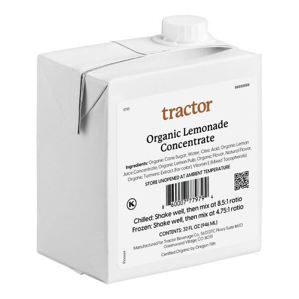Tractor Beverage Co. Organic Lemonade Beverage 8.5:1 Concentrate 32 fl. oz. - 12/Case