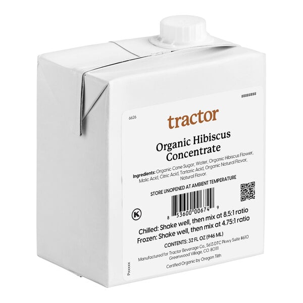 Tractor Beverage Co. Organic Hibiscus Beverage 8.5:1 Concentrate 32 fl. oz. - 12/Case