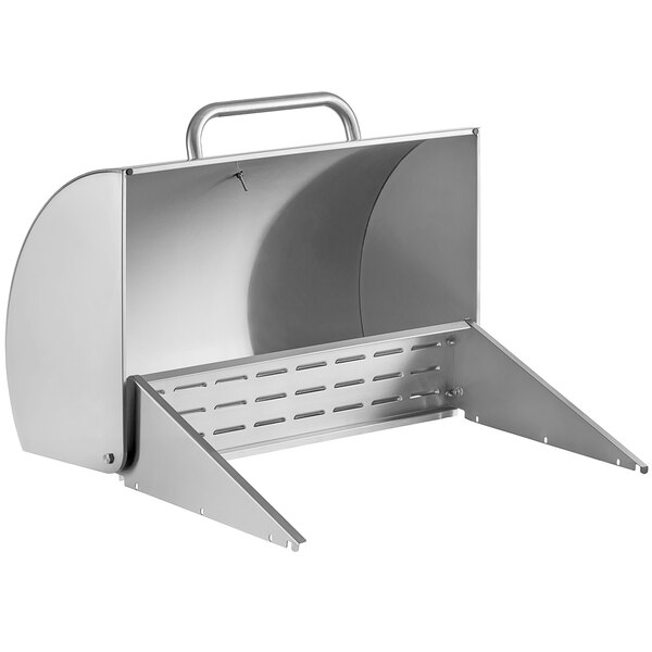 A silver metal dome with a handle.