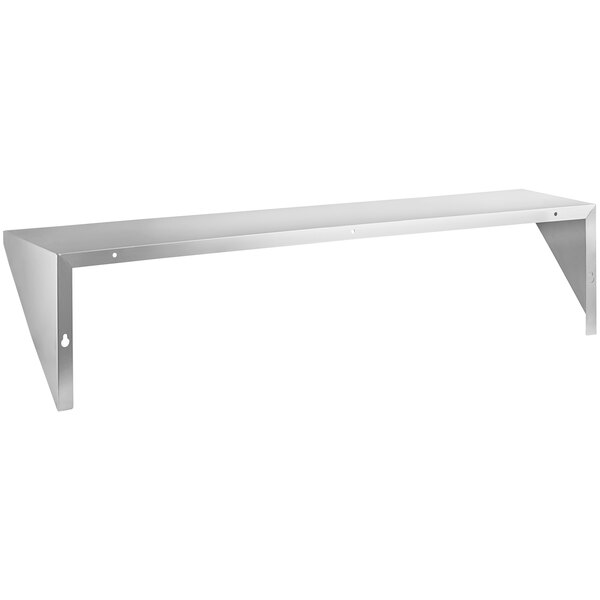 A silver rectangular shelf with holes on top.