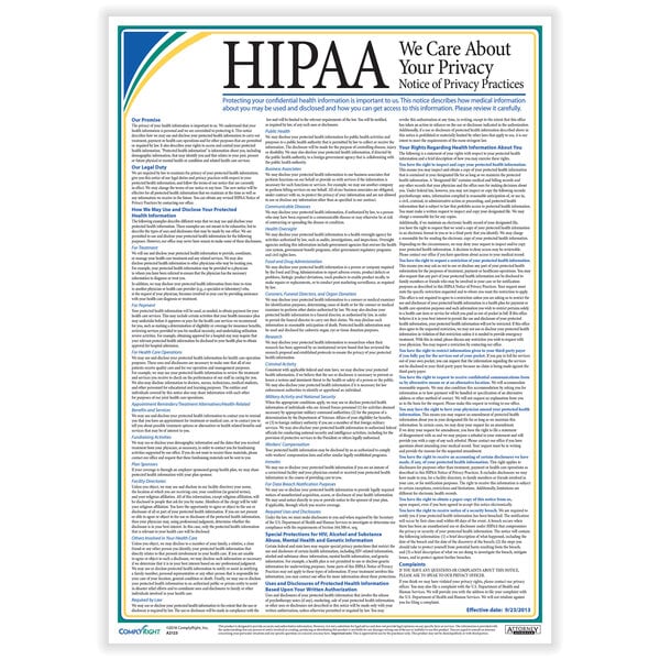 ComplyRight HIPAA Protecting Patient Privacy Poster 