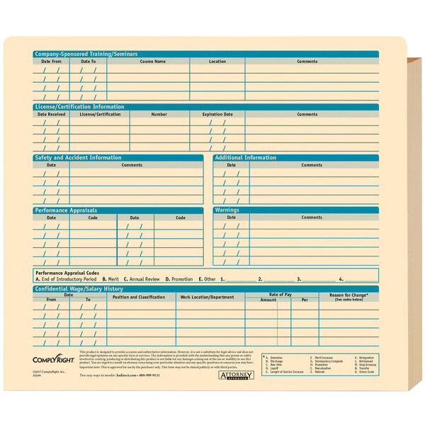 A white ComplyRight file folder with blue and white text.