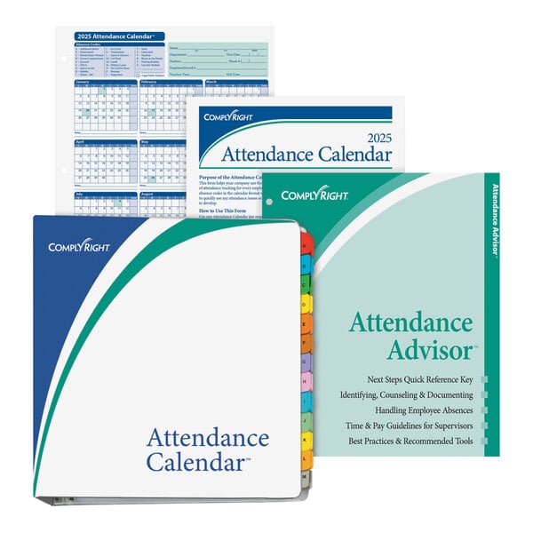 The white ComplyRight Attendance Tracking Calendar Kit includes several attendance calendars.