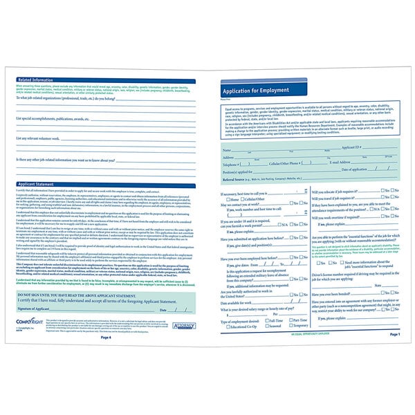 A ComplyRight Virginia State-Compliant Job Application form with a white and blue background.