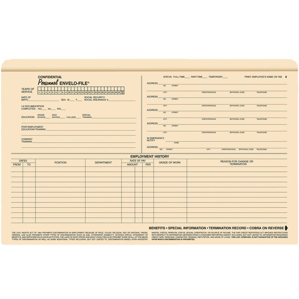 A ComplyRight personnel legal file folder with documents inside.