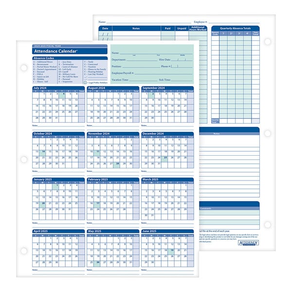 ComplyRight 2025/2026 Fiscal Year Attendance Calendar 50/Pack