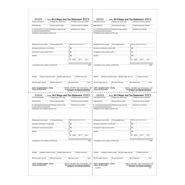 ComplyRight W-2 Alternate Employer Copies document with 4 forms on it.