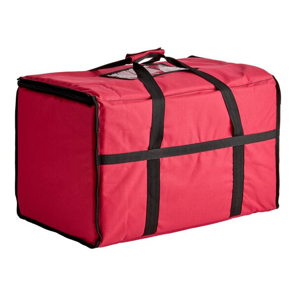 Choice Insulated 23" x 13" x 15" Customizable Red Nylon Food Delivery Bag / Pan Carrier - Holds up to (5) 2 1/2" Deep Full Size Pans