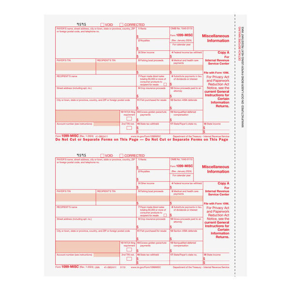 A ComplyRight 1099 tax form with a white background and red text.