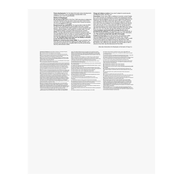 A white rectangular paper with black text for ComplyRight 4-Up N-Style Employee Copies of W-2 Tax Forms.