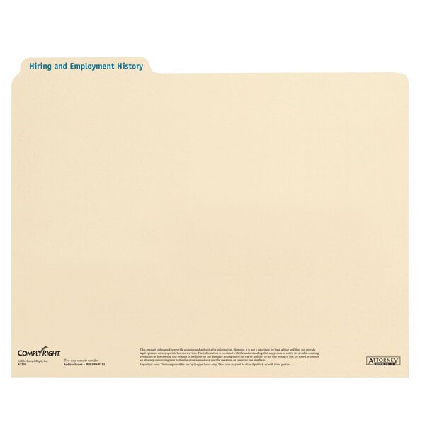 A white ComplyRight file folder with black text on it.