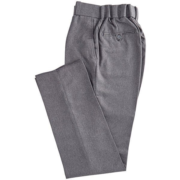 Heather gray Henry Segal women's dress pants folded with buttons on the side.