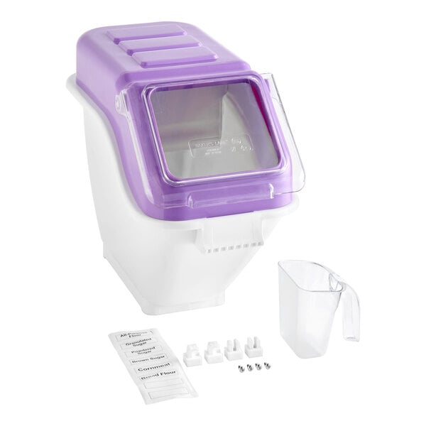 Baker's Lane 6.3 Gallon / 100 Cup Allergen-Free Clip-In Shelf Ingredient Bin with Flip Lid, Label Sheet, and Scoop