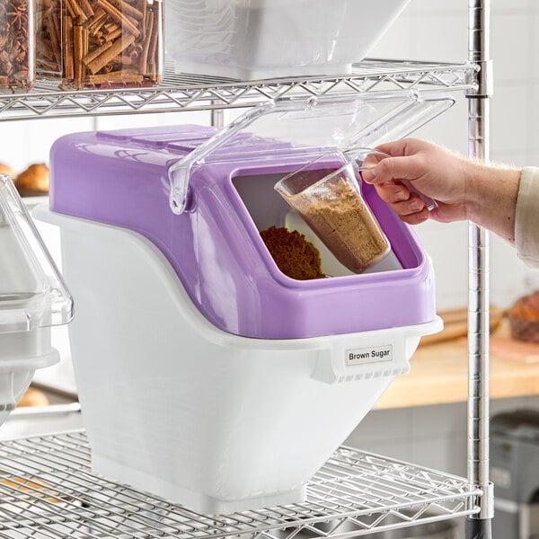 Baker's Lane 6.3 Gallon / 100 Cup Allergen-Free Clip-In Shelf Ingredient Bin with Flip Lid, Label Sheet, and Scoop