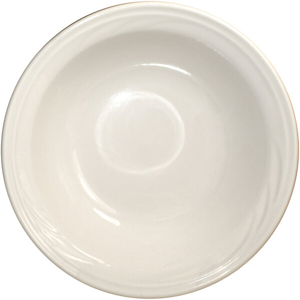 An International Tableware York ivory stoneware bowl with an embossed rim.