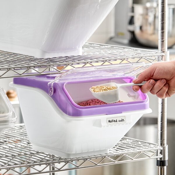 Baker's Lane 2.6 Gallon / 40 Cup Allergen-Free Clip-In Shelf Ingredient Bin with Flip Lid, Label Sheet, and Scoop