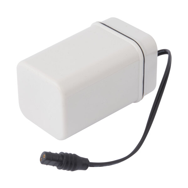 A white rectangular T&S battery holder with a black cord.