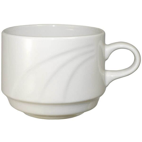 An International Tableware York ivory stoneware cup with a handle.