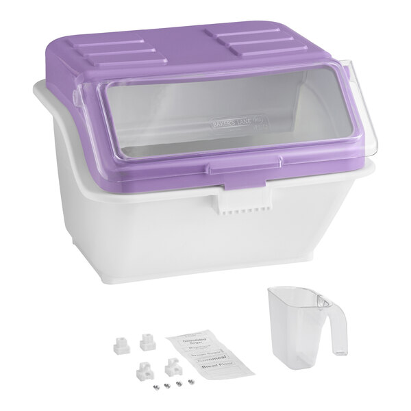 Baker's Lane 12.6 Gallon / 200 Cup Allergen-Free Clip-In Shelf Ingredient Bin with Flip Lid, Label Sheet, and Scoop