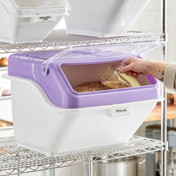 Baker's Lane 12.6 Gallon / 200 Cup Allergen-Free Clip-In Shelf Ingredient Bin with Flip Lid, Label Sheet, and Scoop