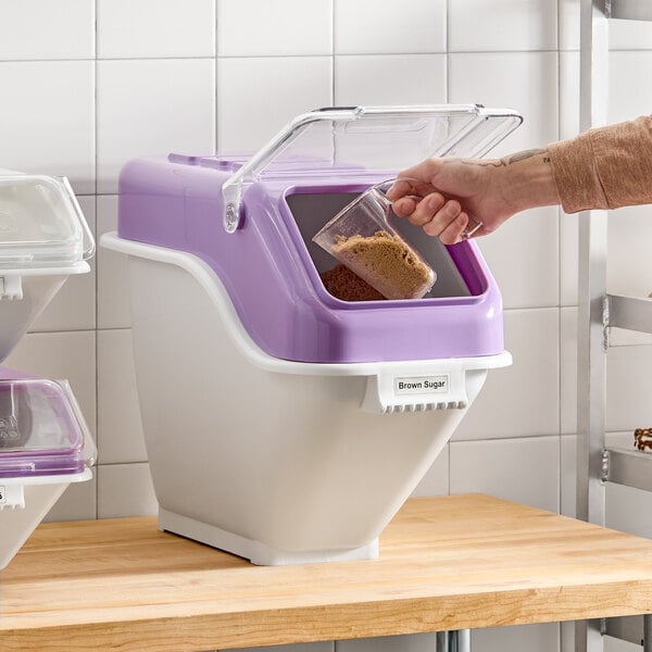 Baker's Lane 6.3 Gallon / 100 Cup Allergen-Free Shelf Ingredient Bin with Flip Lid, Label Sheet, and Scoop