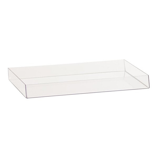 A clear rectangular bin insert designed for use with Cal-Mil 1332 series display bins.