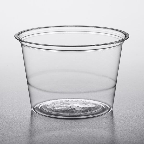 a clear plastic cup on a table