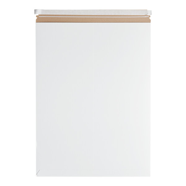A white self-sealing rigid mailer measuring 20 by 27 inches.