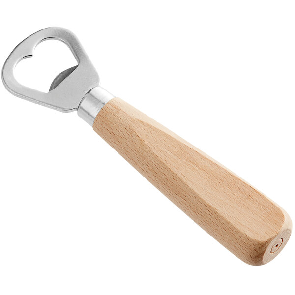 A Franmara bottle opener with a beechwood handle.