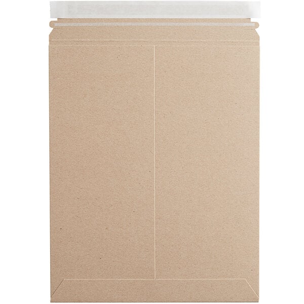 A brown Lavex Stayflats envelope with two white self-sealing strips.
