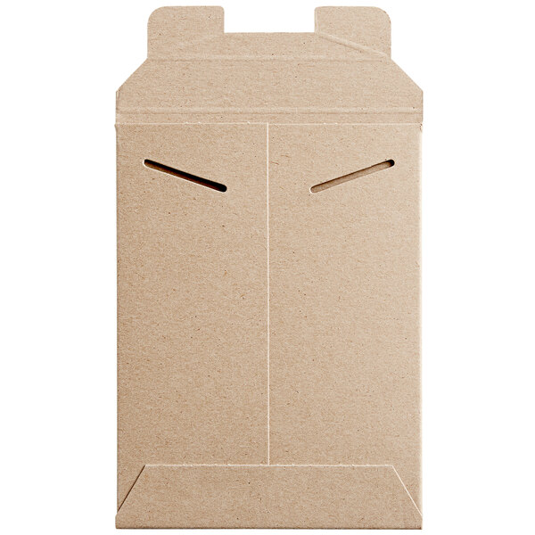A white background with a brown rectangular Lavex Stayflats mailer with tab locks.