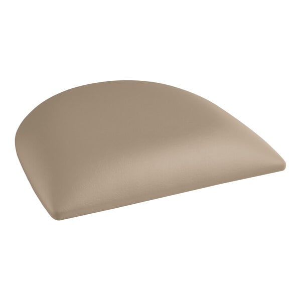 A taupe vinyl cushion for a chair or bar stool.