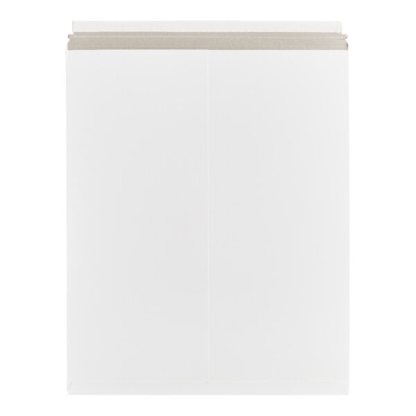 A white self-sealing rigid mailer measuring 22 by 27 inches.