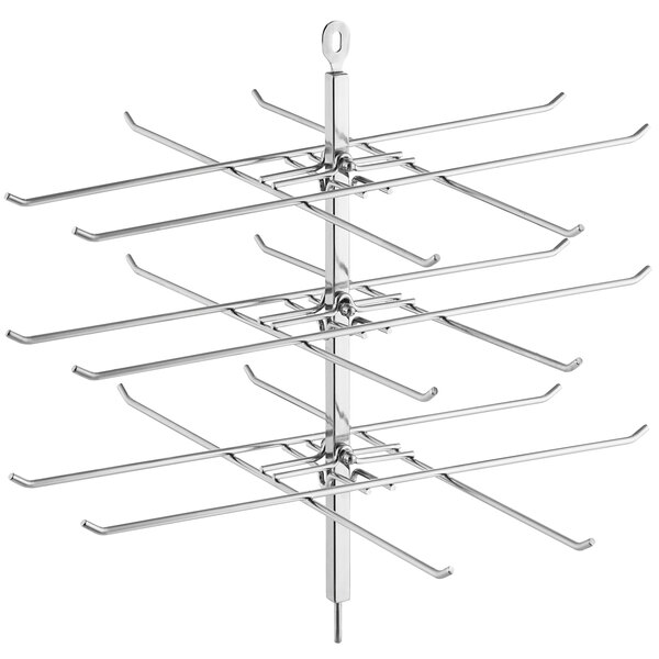 A ServIt pretzel rack with many hooks.