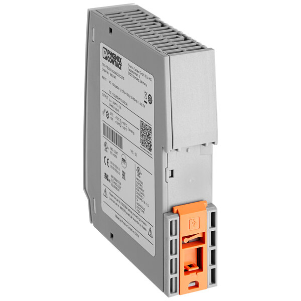 A close-up of the Narvon power supply unit for a Summit slushy machine with orange connectors.