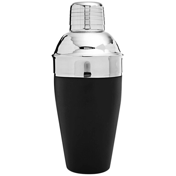 A black and silver Franmara Tavern cobbler cocktail shaker.