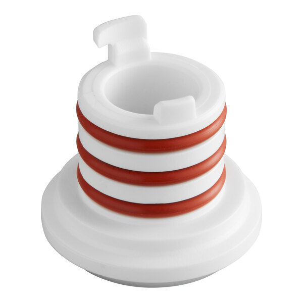 A white plastic bushing with three red O-rings designed for use in Summit NSSM granita or slushy machines.