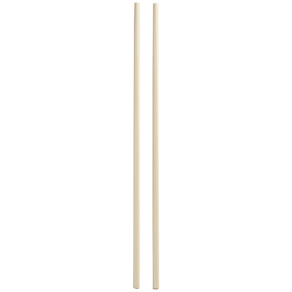 Two ivory melamine chopsticks with black lines.