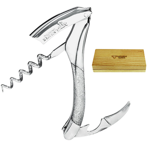 a corkscrew with a plastic handle