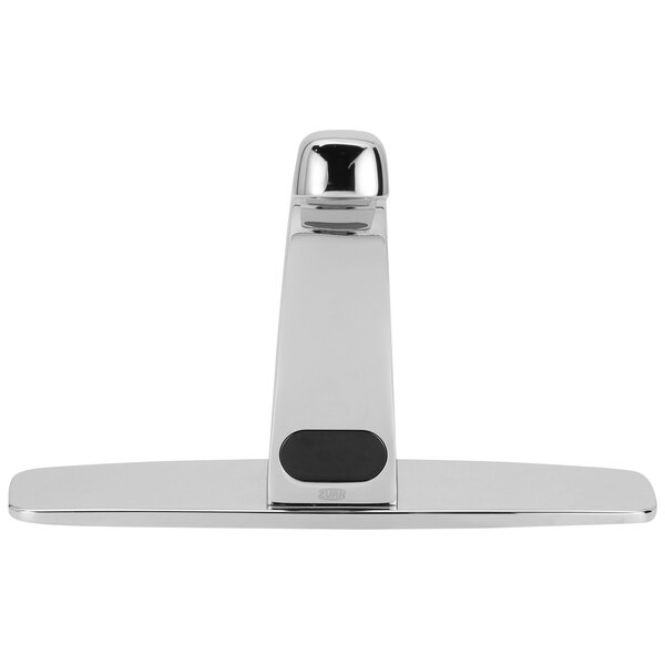 A silver Zurn AquaSense electronic faucet with a black sensor.