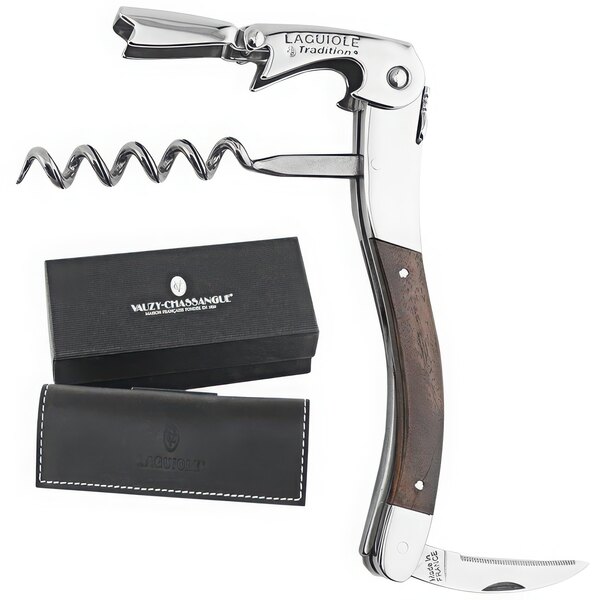 A Laguiole Tradition maple wood waiter's corkscrew with a bottle opener in a box.
