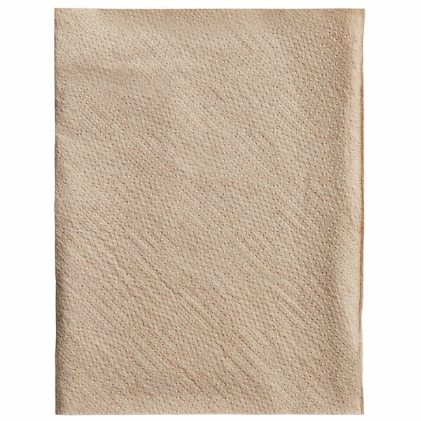 A close up of a brown Dixie Ultra interfolded paper napkin.