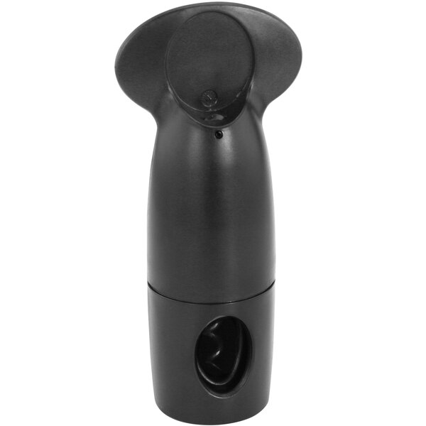 a black plastic container with a round top